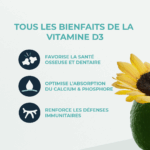 La vitamine D3 favorise la santé osseuse et dentaire, renforce les défenses immunitaires