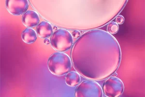 Visuel abstrait symbolisant les mecanismes cellulaires de detoxification du foie impliquant le glutathion