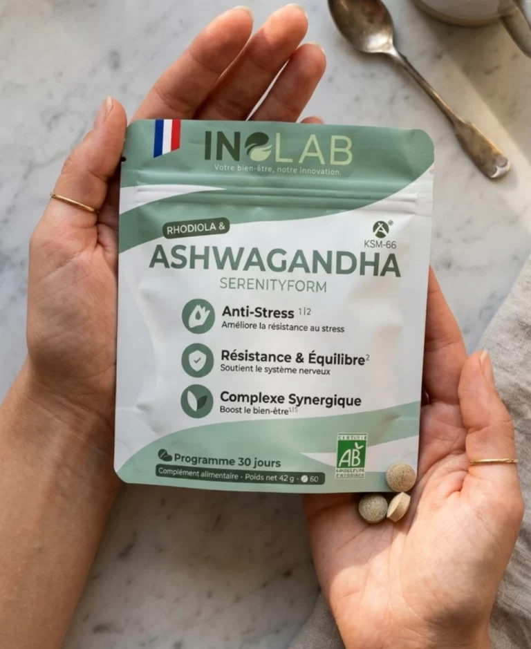 Pourquoi choisir SERENITYFORM : ashwagandha KSM-66® titré à 5 % de withanolides et rhodiola bio française