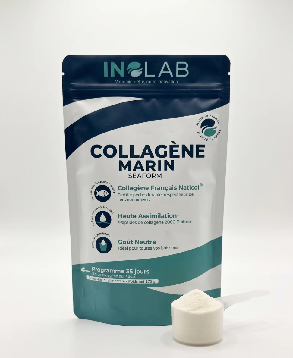 Sachet SEAFORM Inolab : collagène marin français Naticol® en poudre, sans arôme, 35 doses de 5 g
