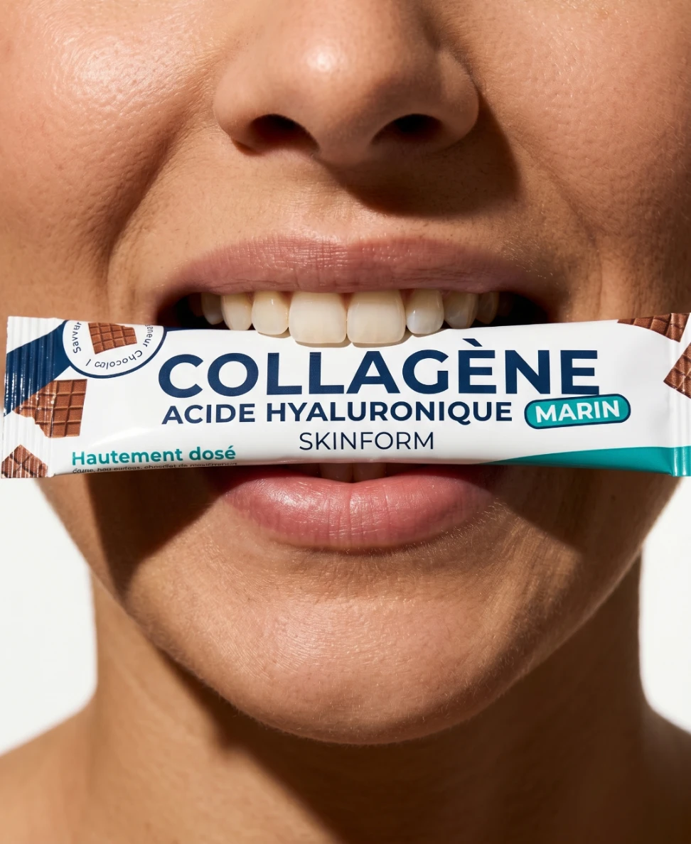 Pourquoi choisir SKINFORM Nomade : dose renforcée de 10 g de collagène marin Naticol® 2000 Da par stick