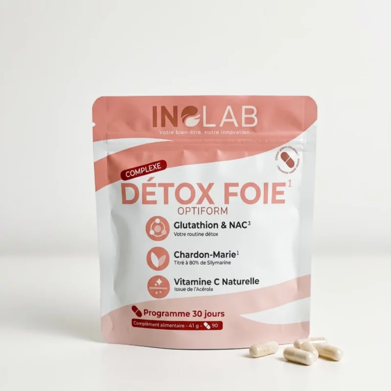 Sachet OPTIFORM Inolab : gélules gastro-résistantes de glutathion réduit, chardon-marie et N-acétylcystéine