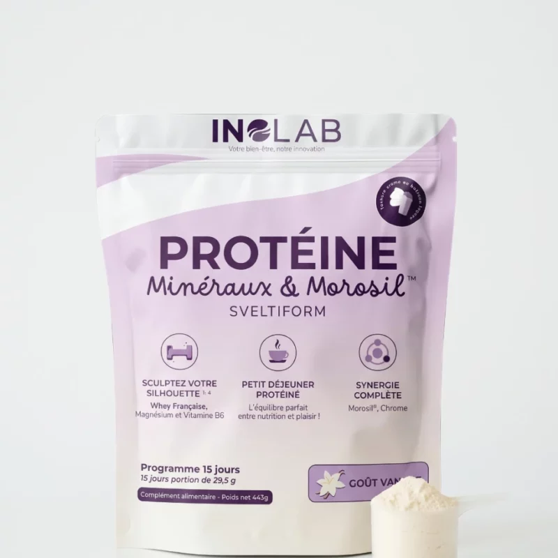 Sachet SVELTIFORM Inolab : whey isolat de protéines de lactosérum française, arôme vanille, 442 g