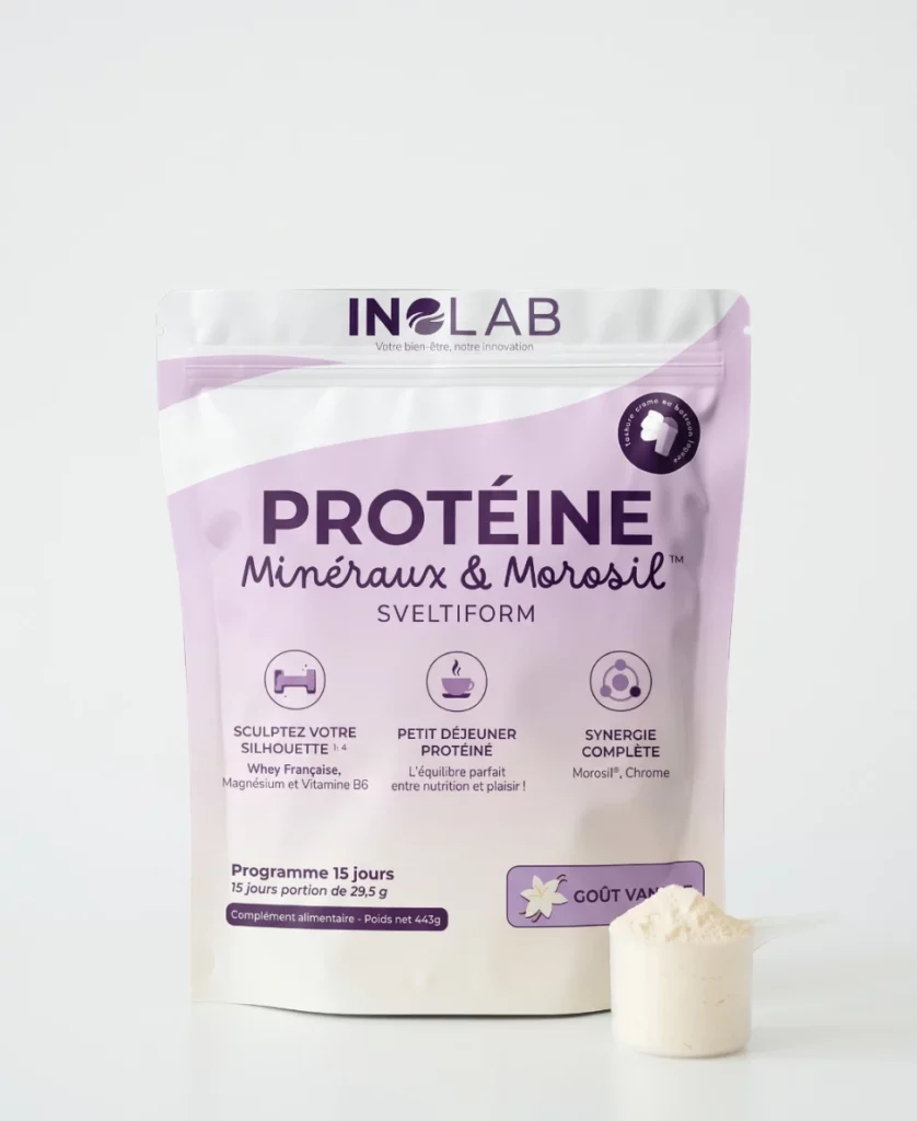 Sachet SVELTIFORM Inolab : whey isolat de protéines de lactosérum française, arôme vanille, 442 g
